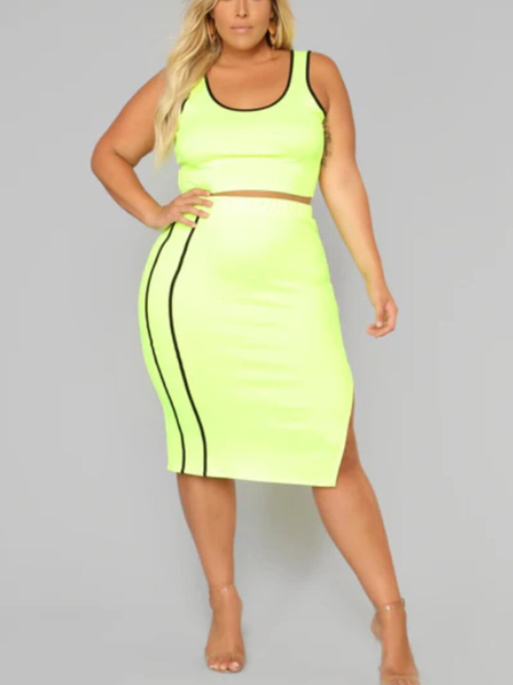 Neon Yellow Skirt Set XL